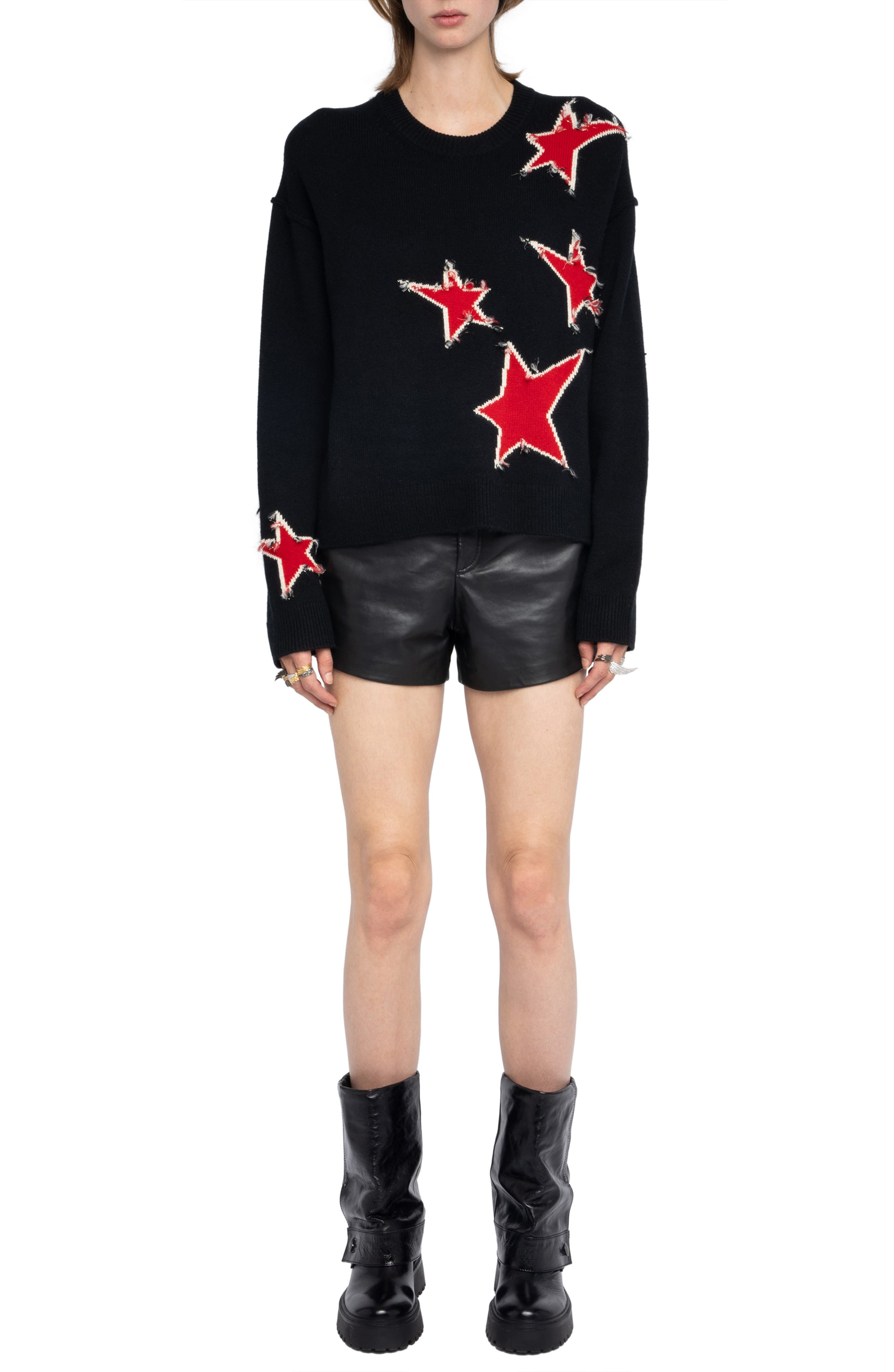 Zadig & Voltaire Markus Stars Cashmere Sweater in Black at Nordstrom - 7