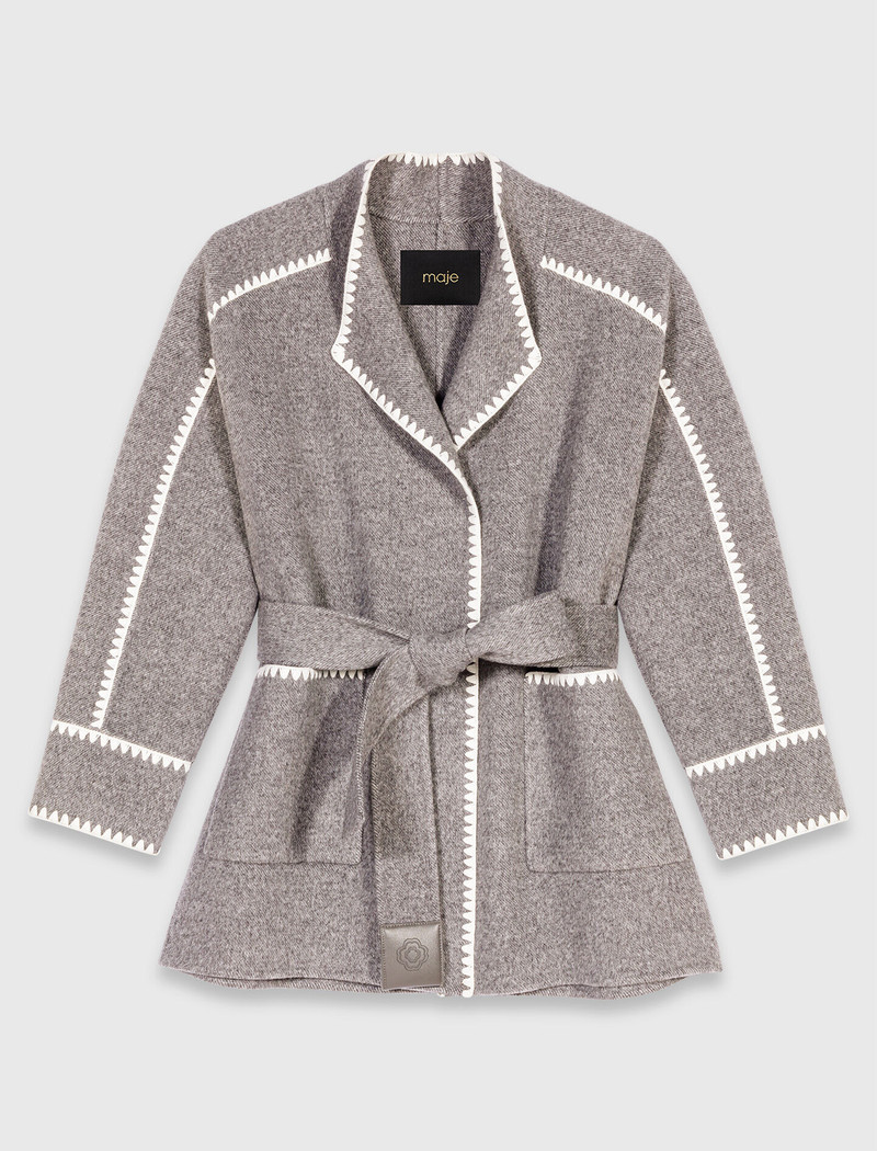 Double-faced coat with trim 1