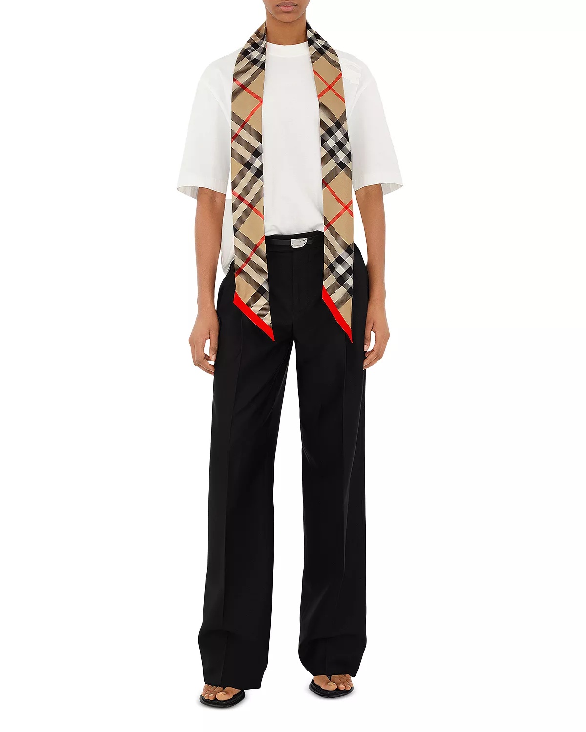 Skinny Check Silk Scarf - 5