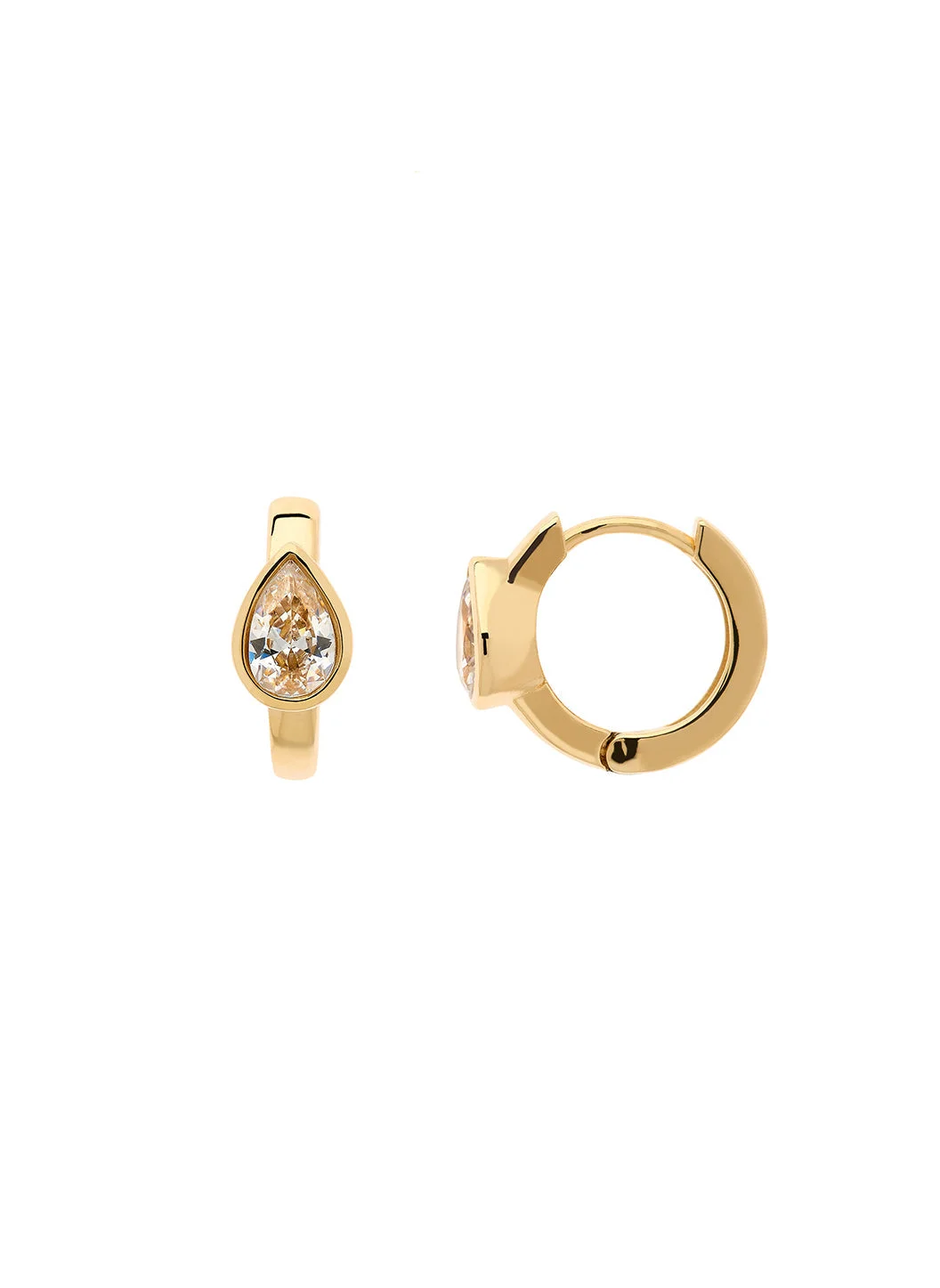 GOLD TEARDROP CRYSTAL HOOP EARRINGS - 1