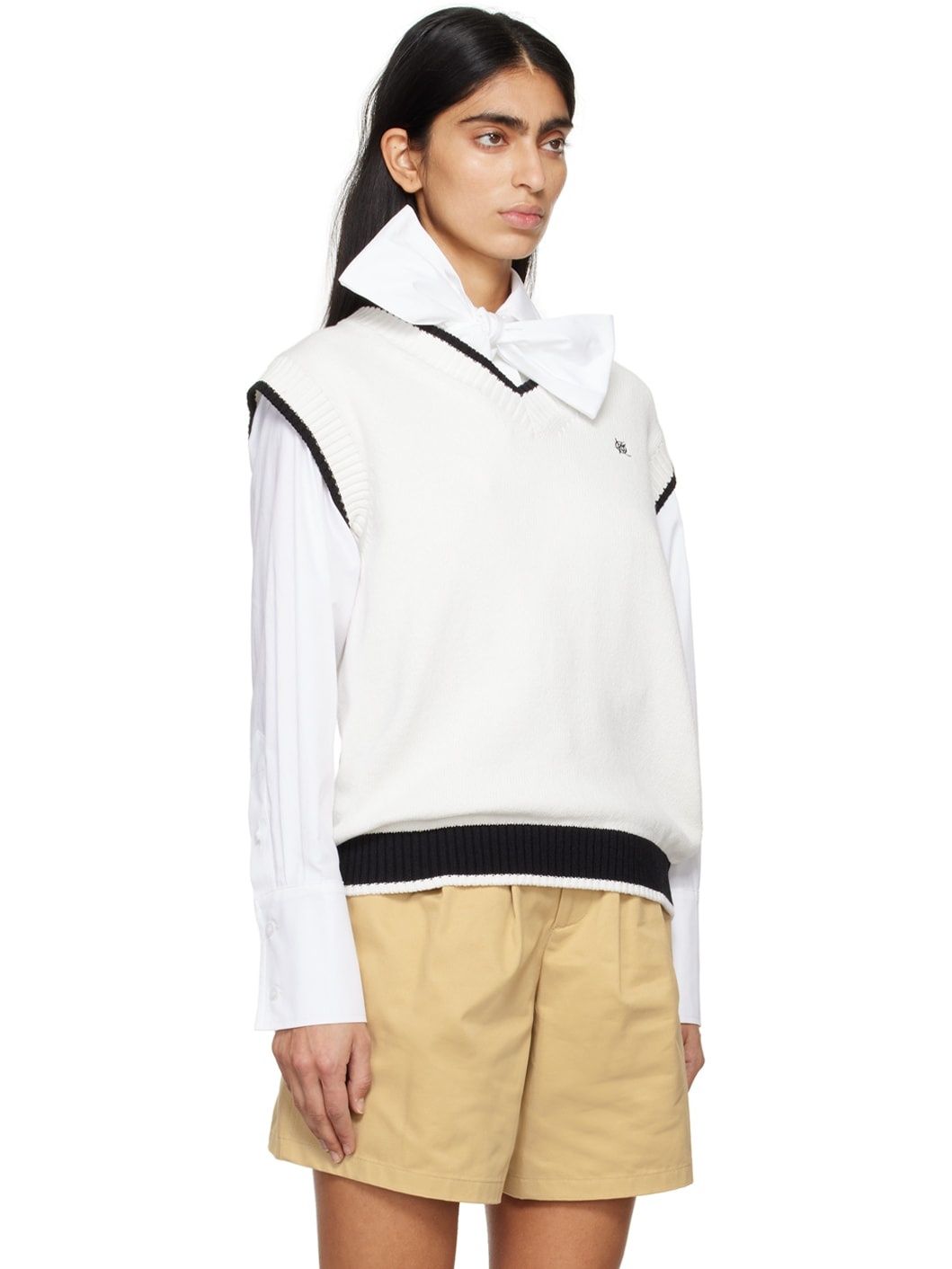 White V-Neck Vest - 2