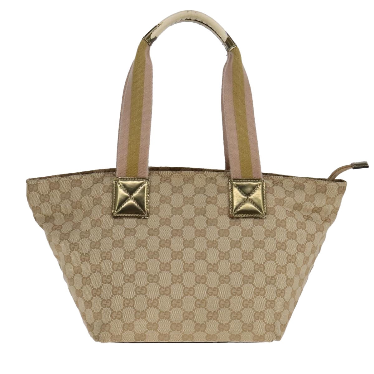 GUCCI GG Canvas Sherry Line Tote Bag Beige Gold Pink - 2