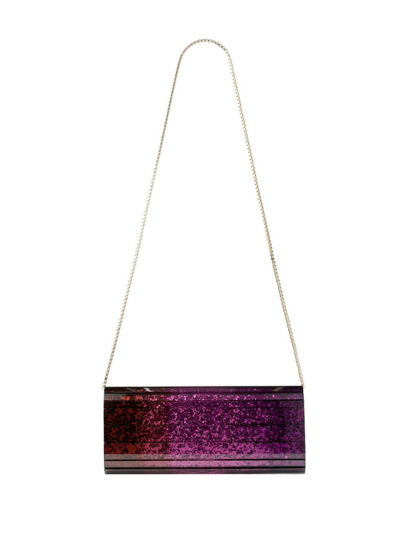 JIMMY CHOO Sweetie glitter-embellished clutch bag outlook
