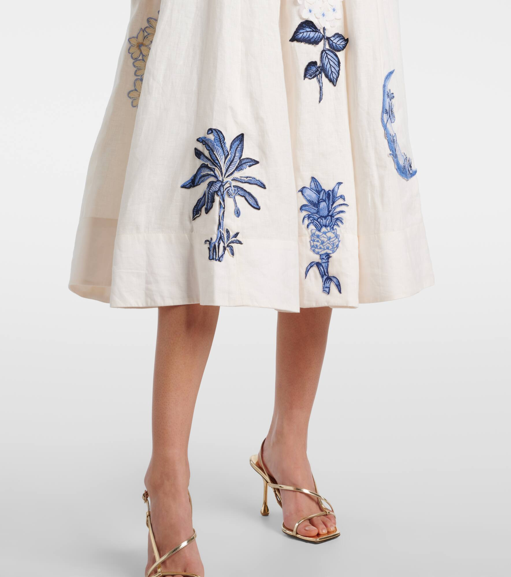 Frontera Wild embroidered linen midi dress - 5