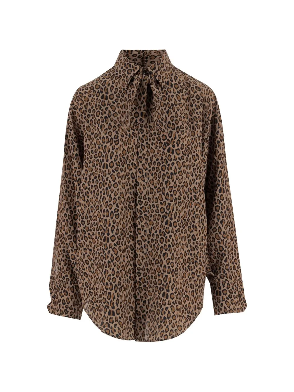bow-detail animal-print shirt - 1