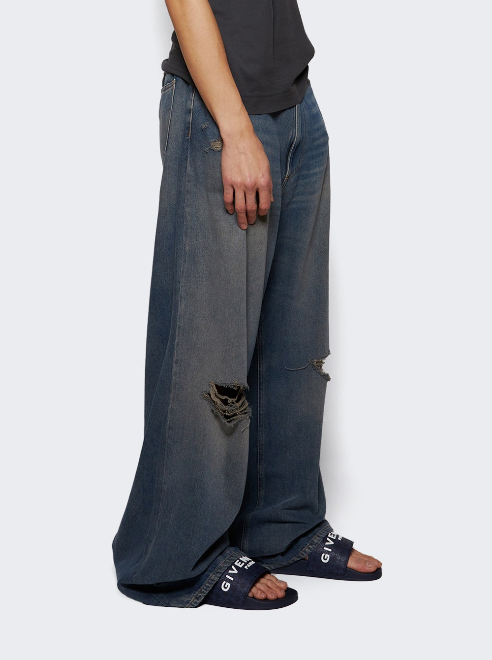 Slide Flat Sandals Dark Blue - 2