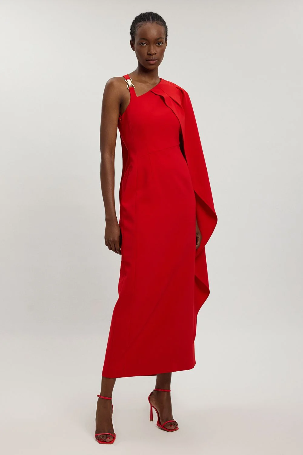 Compact Viscose Asymmetric Detail Maxi Dress - 1
