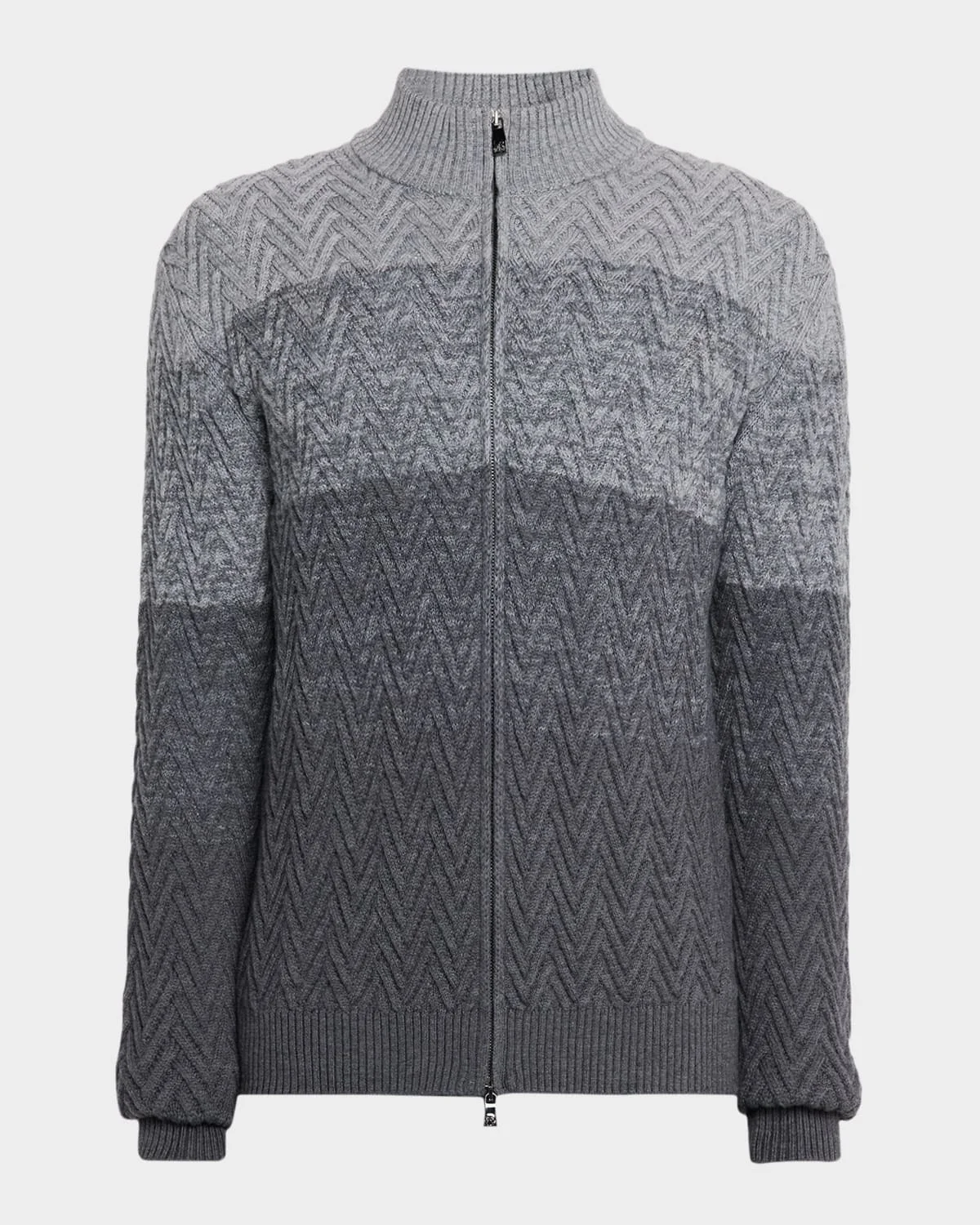 Men & apos;s Wool Herringbone Full-Zip Sweater - 1