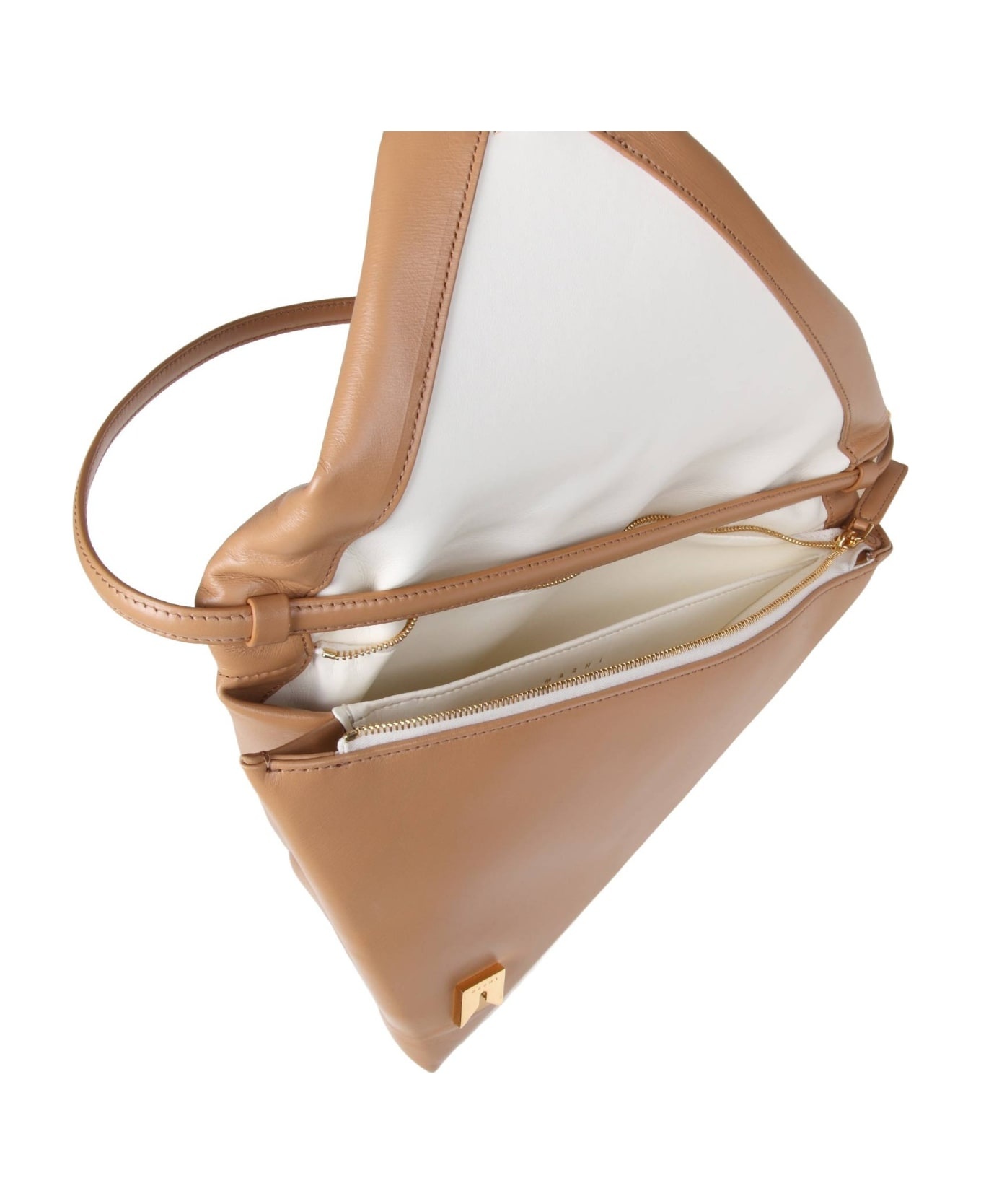 Prisma Triangle Bag In Beige Leather - 4