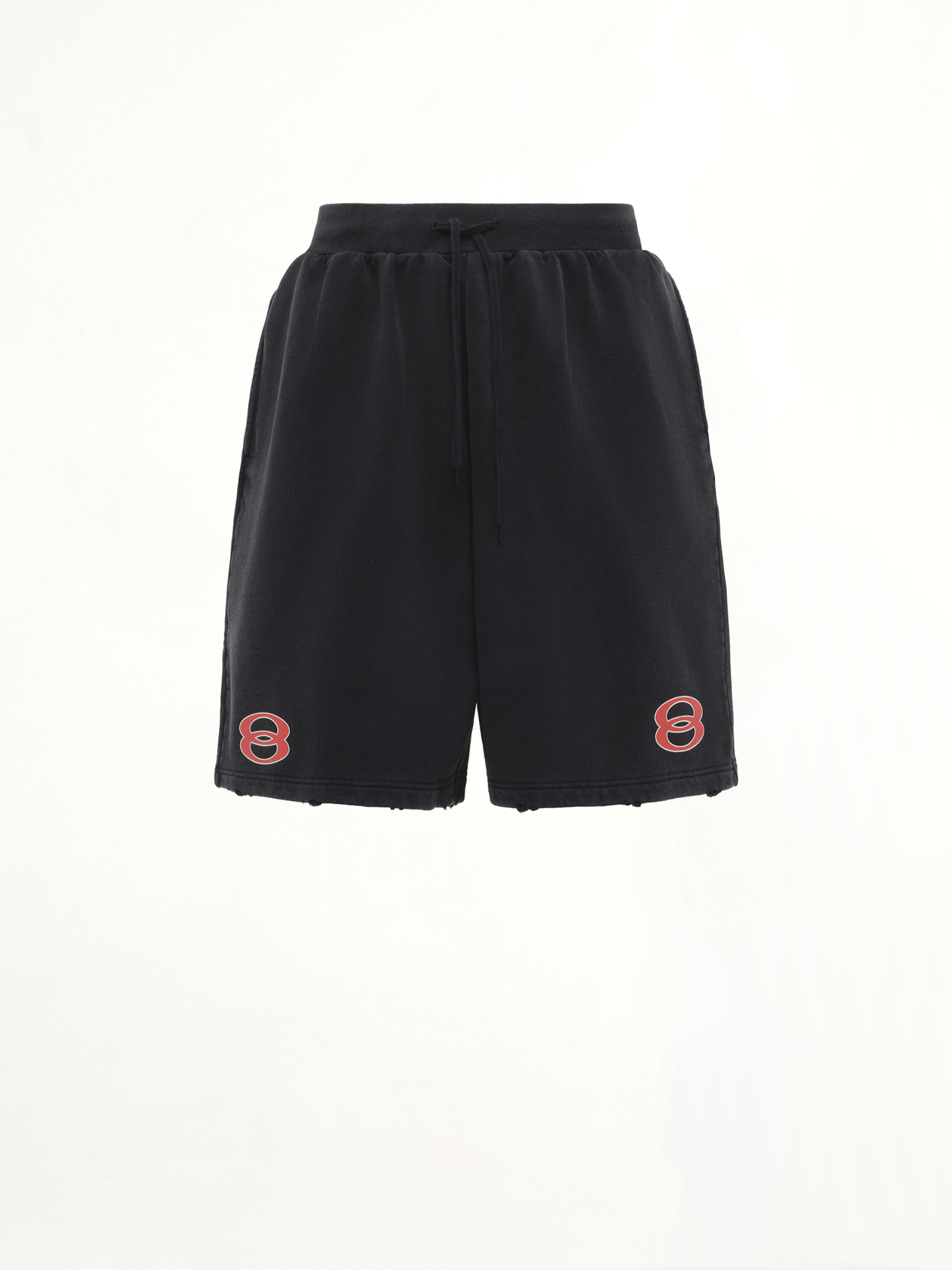 Sponsor Logo Long Shorts in Faded Washed Black - 2