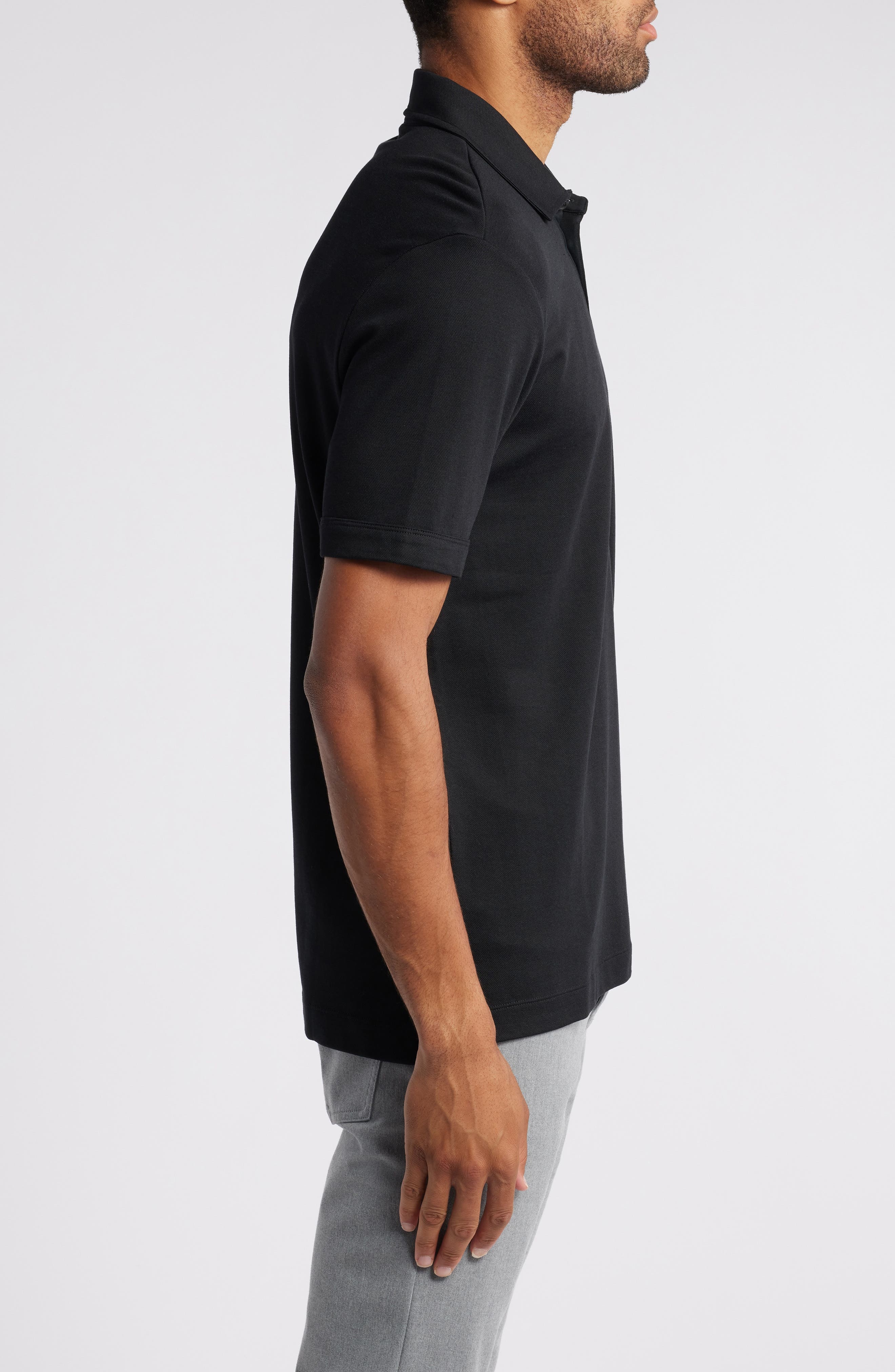 BOSS Press Lyocell & Cotton Polo in Black at Nordstrom - 3