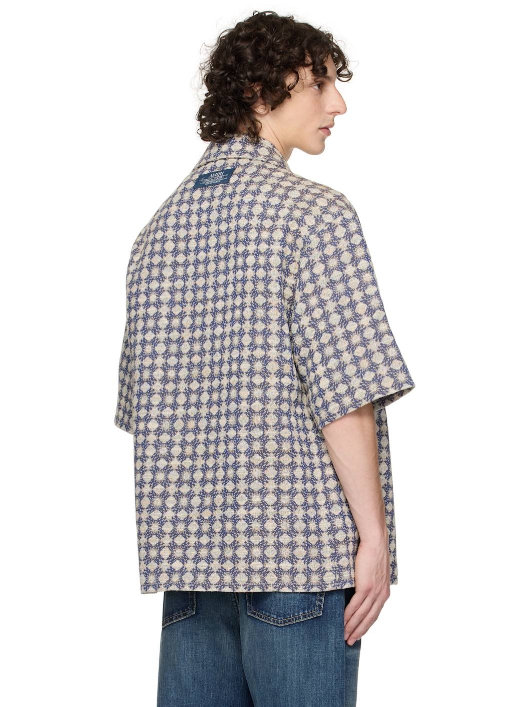 Navy & Beige MA Quad Boucle Camp Shirt - 3