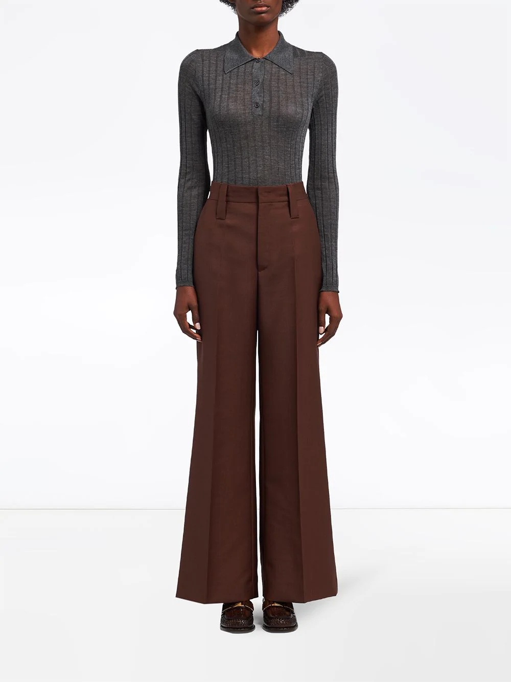 high-waisted flared trousers - 2