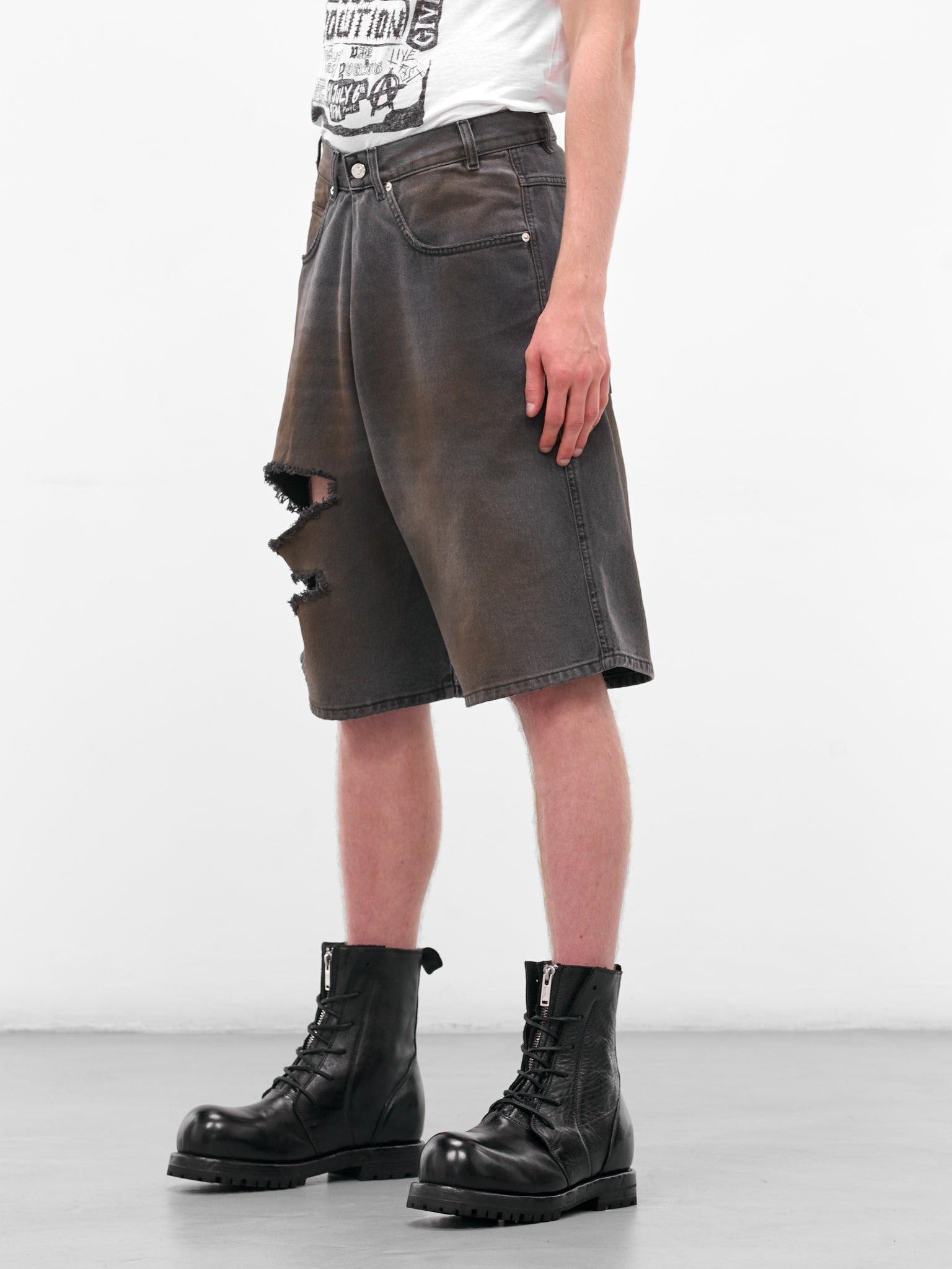 Dirtied Denim Kriss Kross Shorts - 2