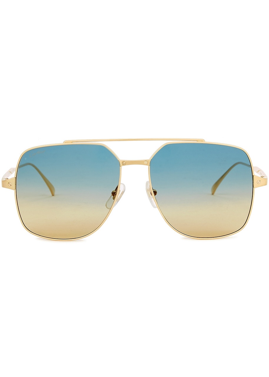 Cartier Santos De Cartier Gold-tone Aviator-style Sunglasses - 2
