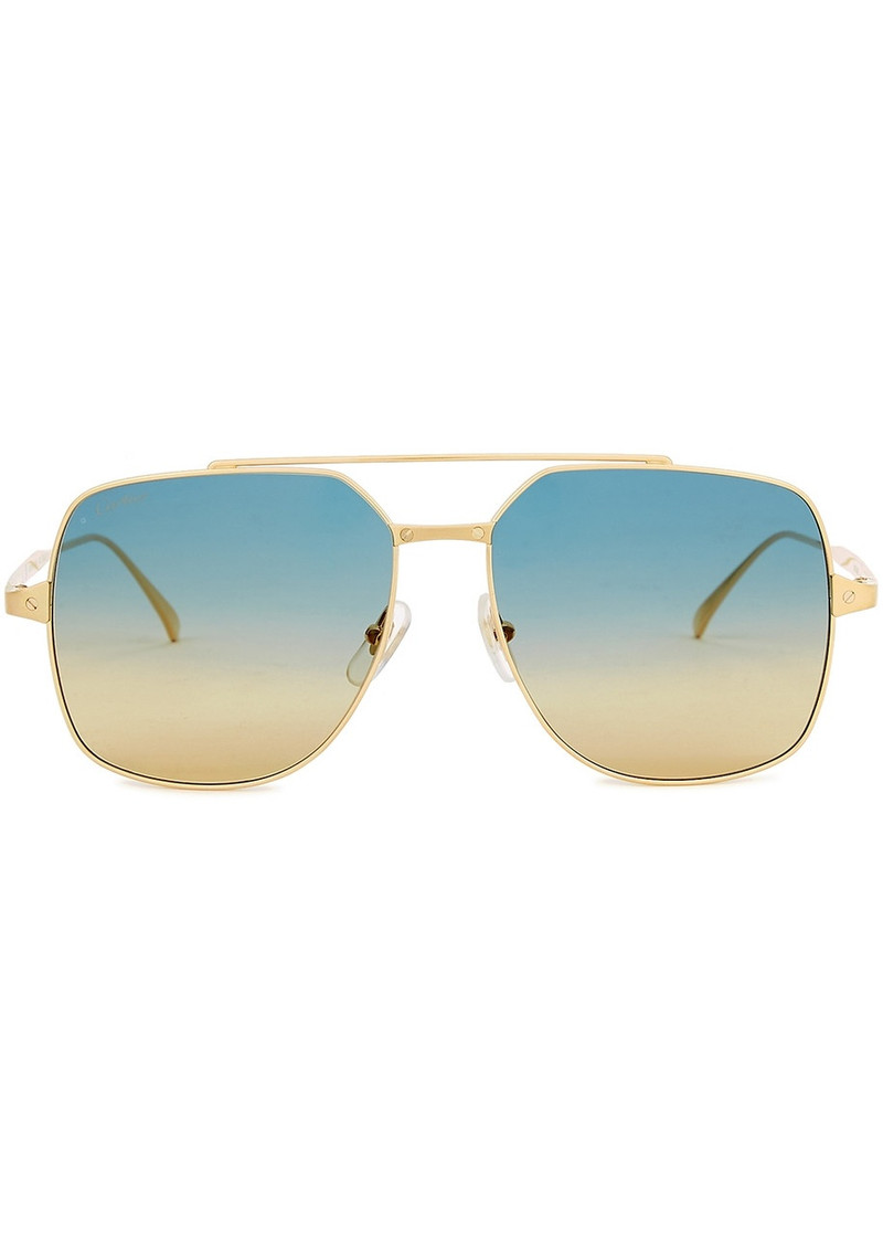 Cartier Cartier Santos De Cartier Gold-tone Aviator-style Sunglasses outlook
