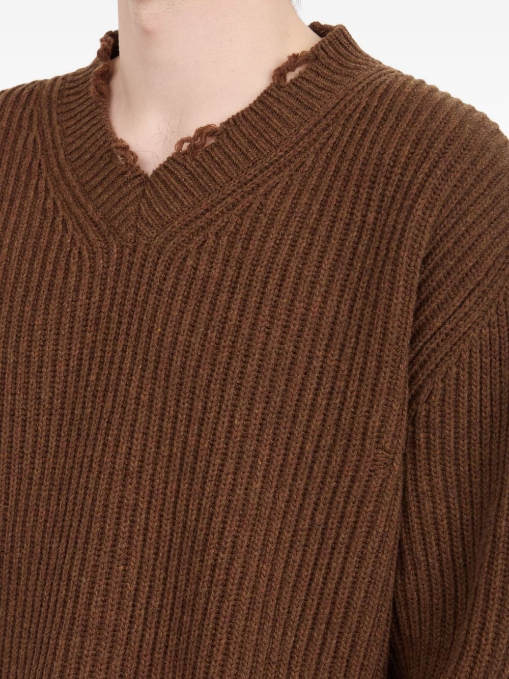 ribbed V-neck sweater - 7