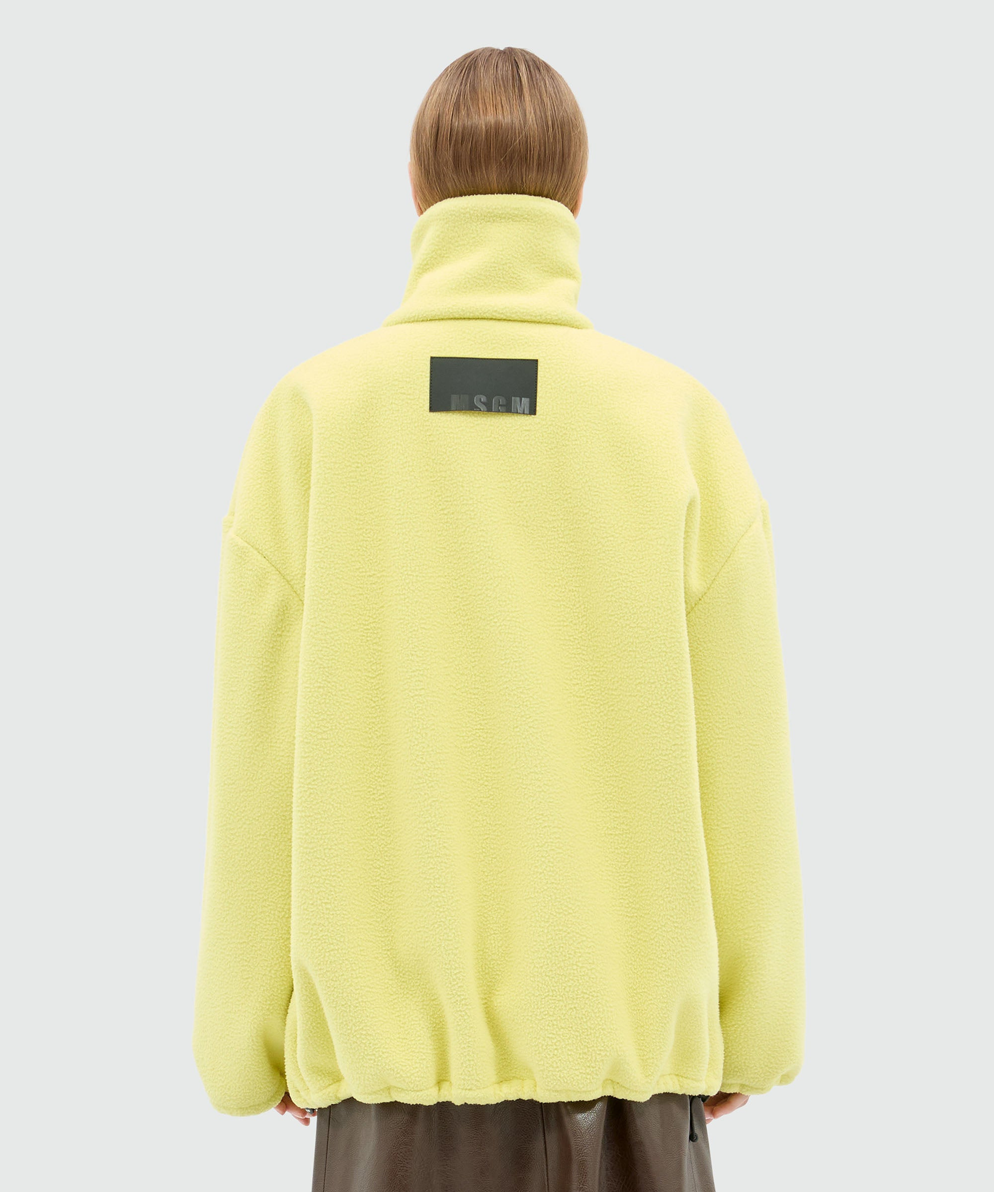 Maxi yellow fleece sweatshirt with zip - 3