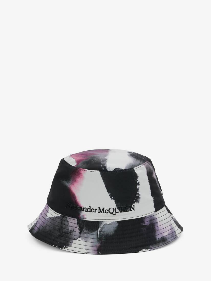 Women's Watercolour Graffiti Seal Logo Reversible Bucket Hat in Black/multicolour - 1