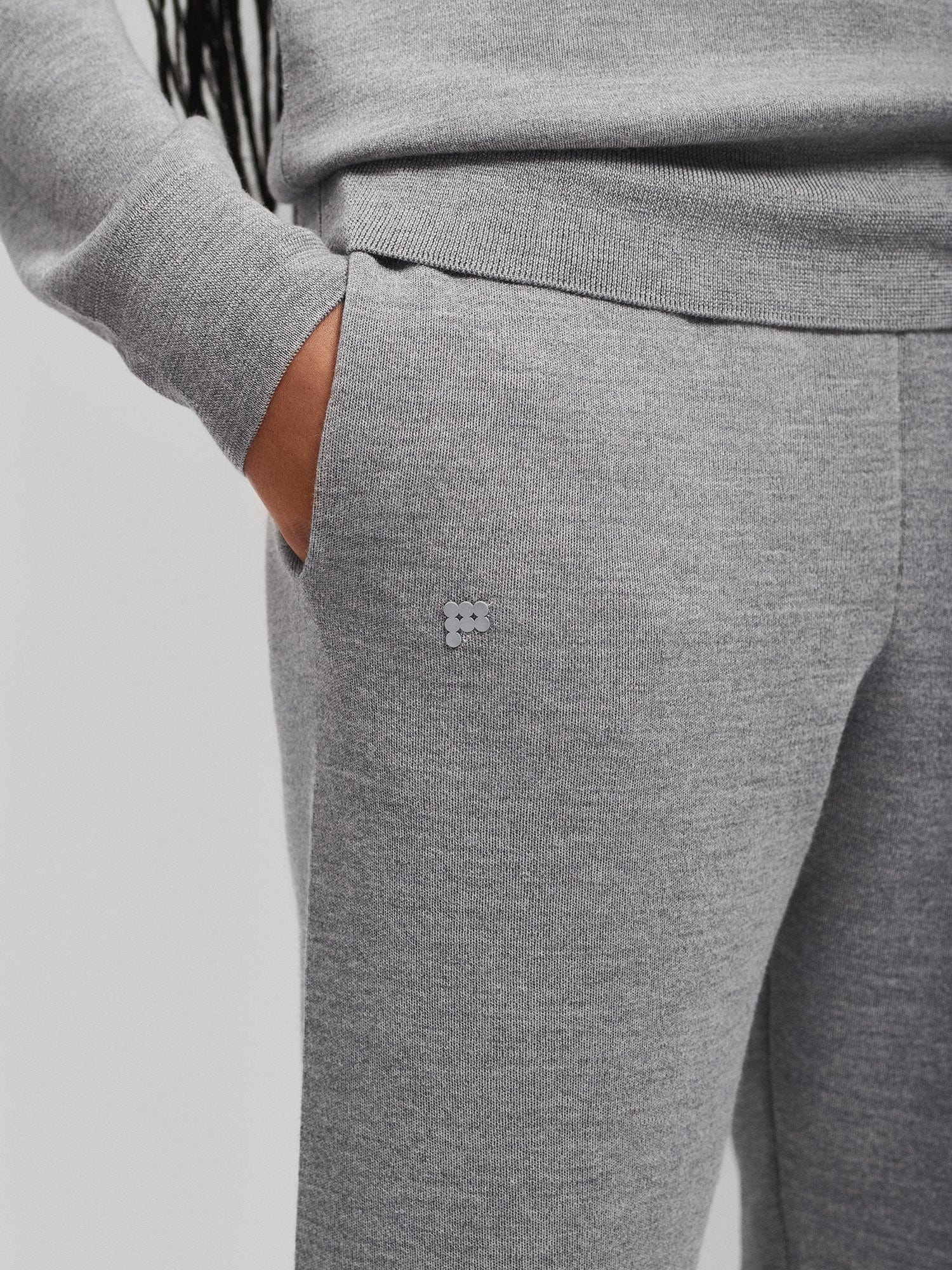 Womens Regenerative Merino Wool Track Pants - Grey Marl - 4