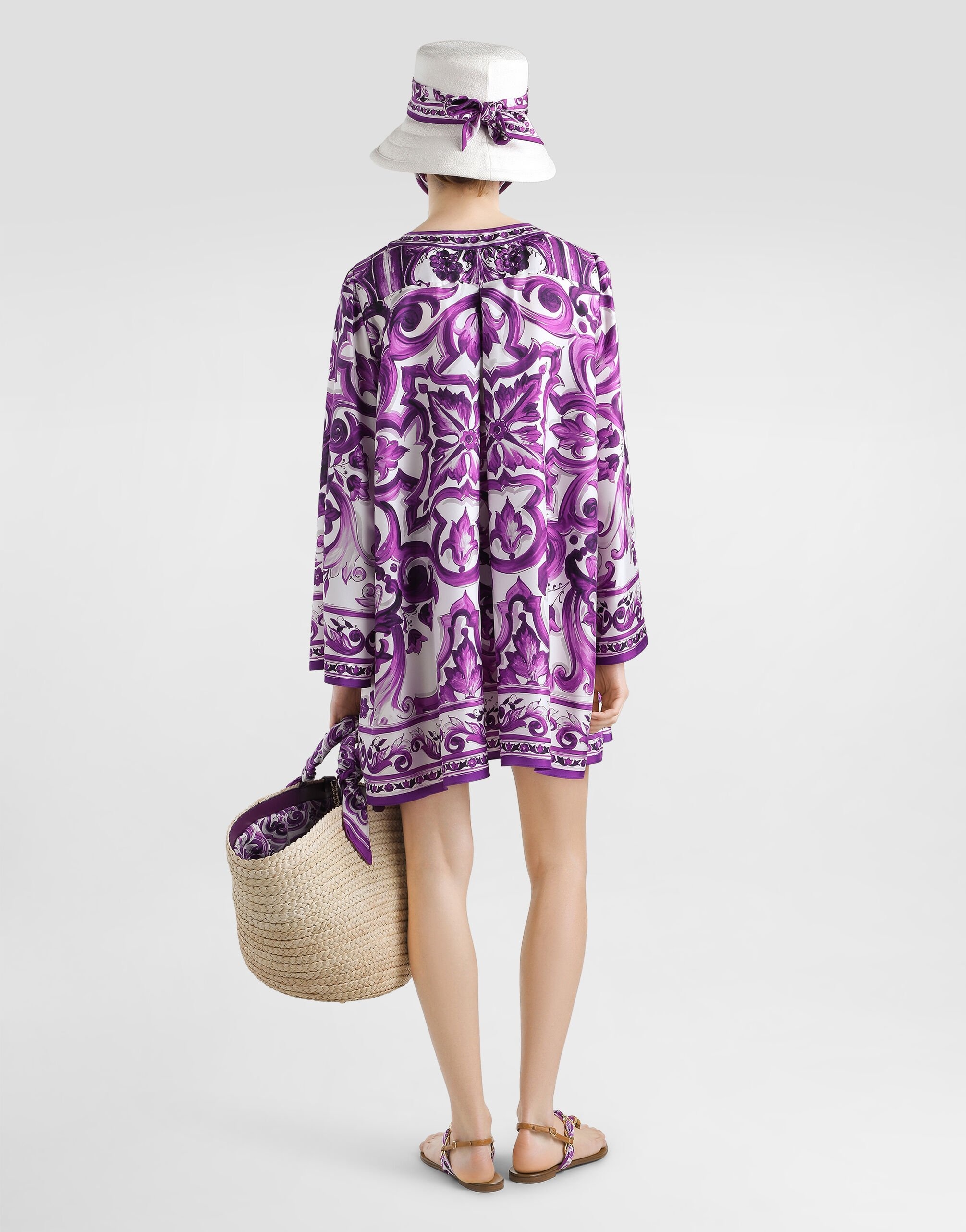 Majolica-print twill dress - 3