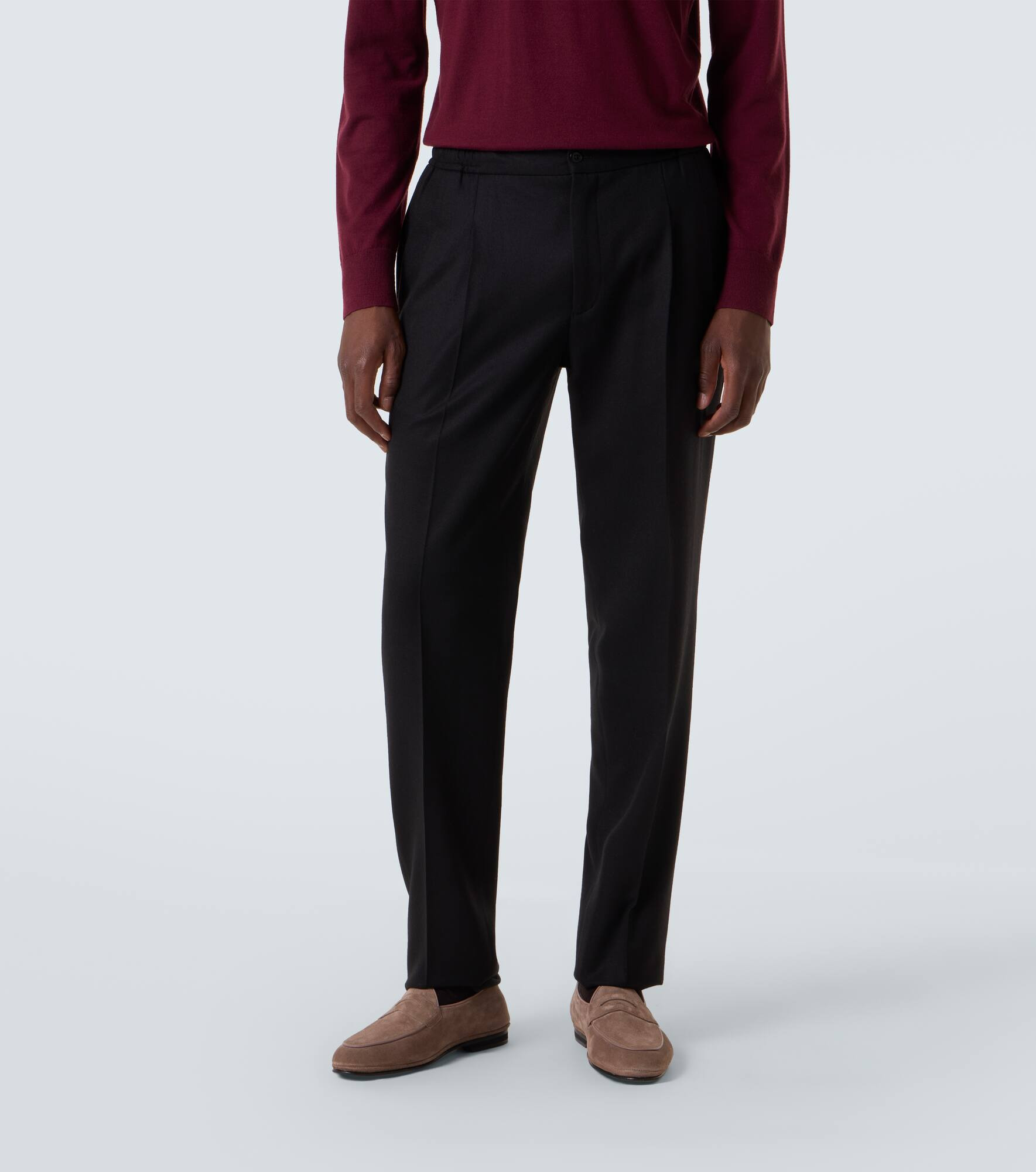 Virgin wool flannel tapered pants - 3