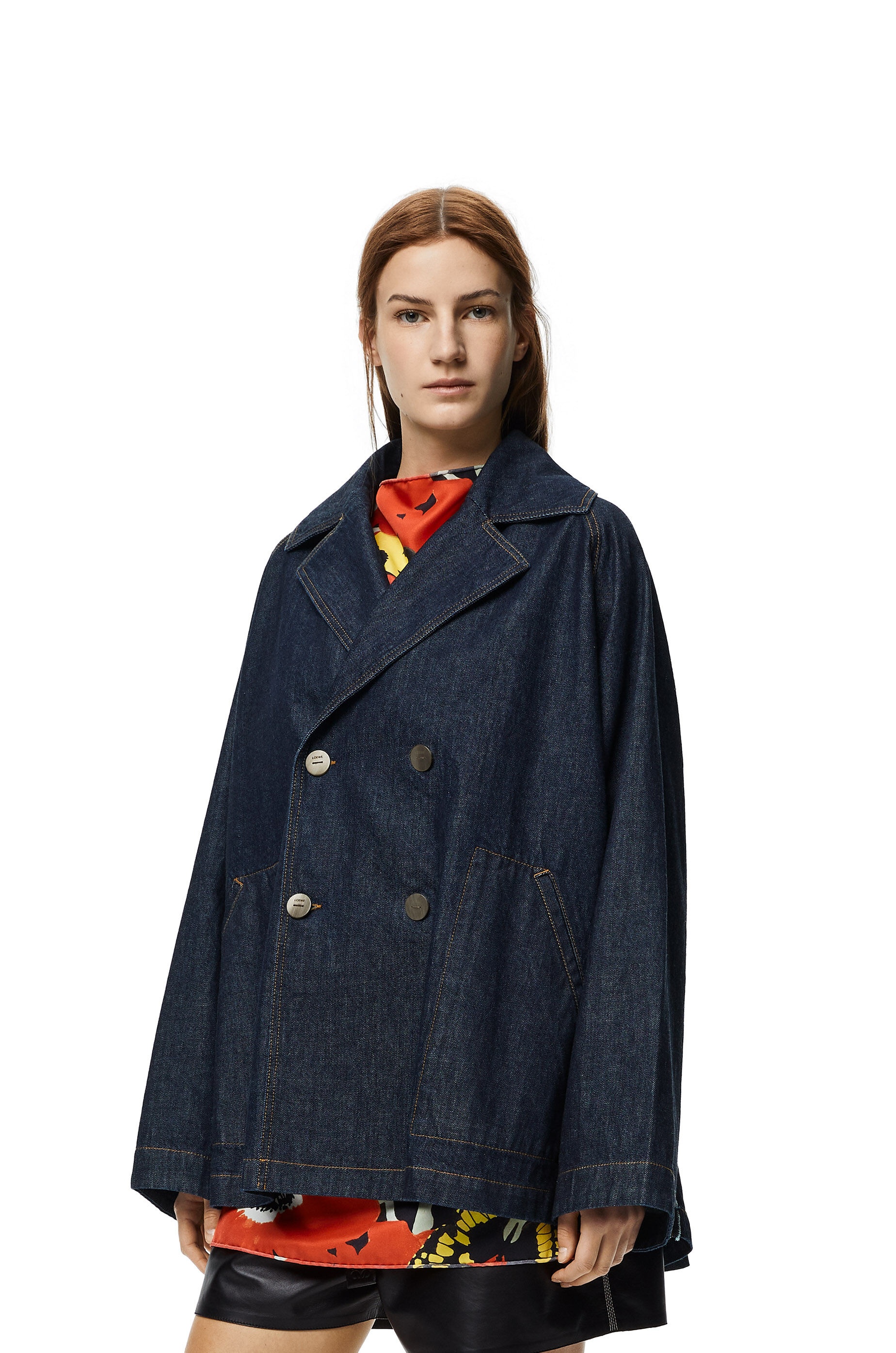 Trapeze peacoat in denim - 8