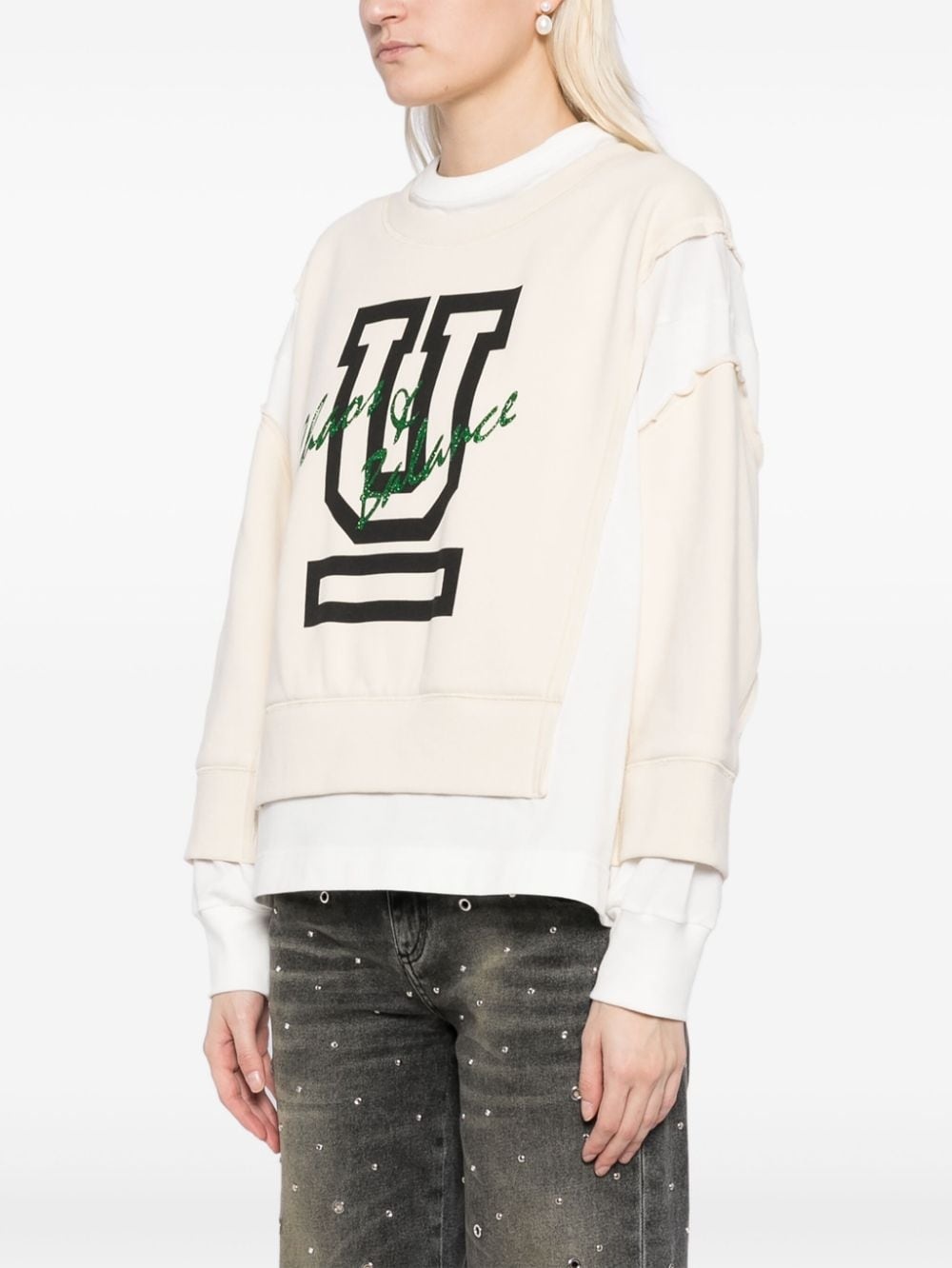 contrast-panel cotton sweatshirt - 3