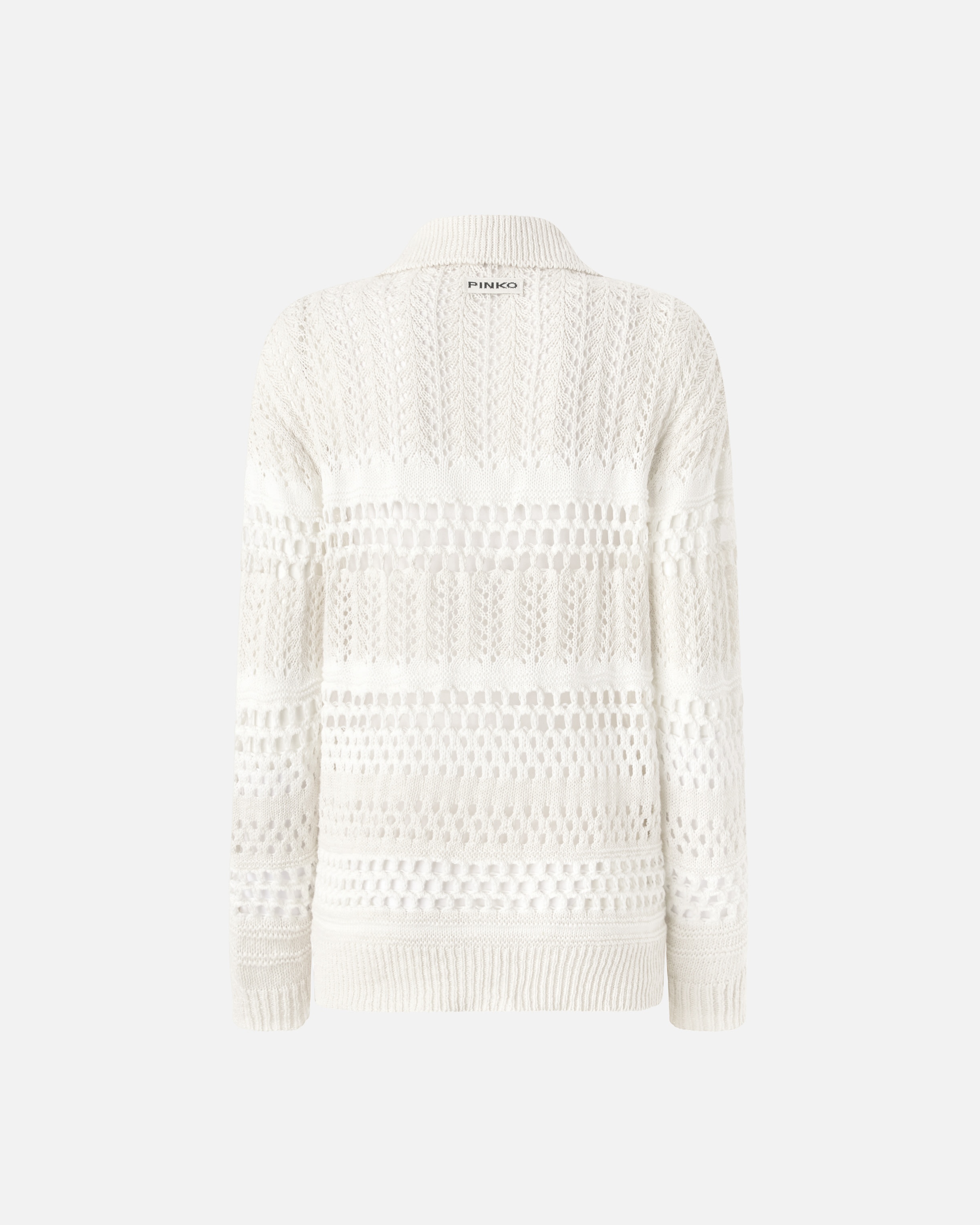PERFORATED COTTON SWEATER WITH COLLAR - 6