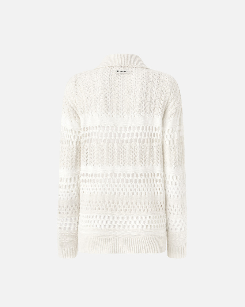 PERFORATED COTTON SWEATER WITH COLLAR 6