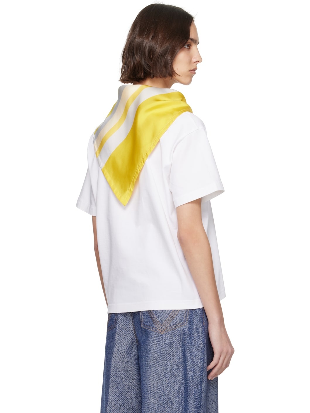 Bottega Veneta White Pima Cotton Scarf T-shirt | REVERSIBLE
