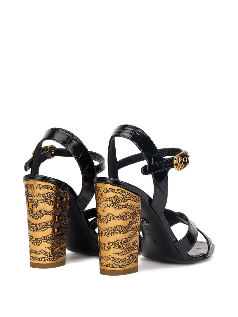 crocodile-effect cross-strap sandals - 4