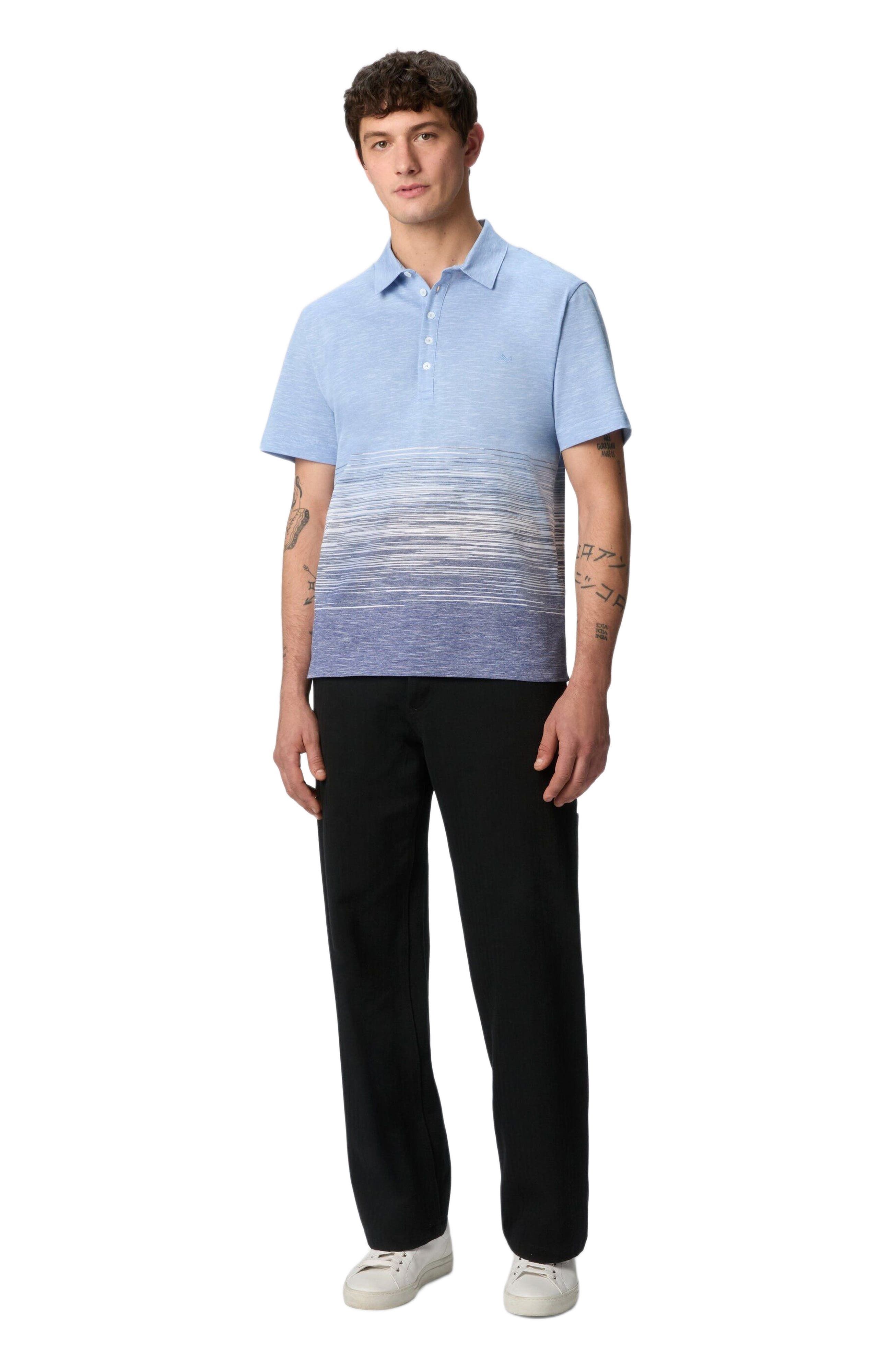 Missoni Slub Cotton And Linen Polo Shirt With Zigzag Embroidery in Blue at Nordstrom - 5