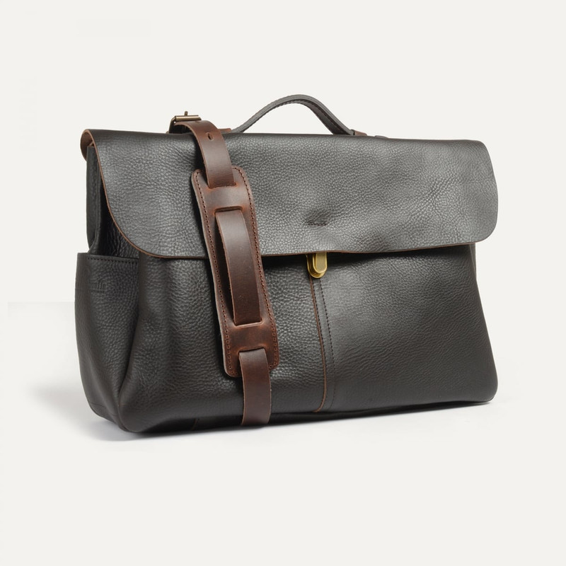SATCHEL BAG CHARLES - DARK BROWN 1