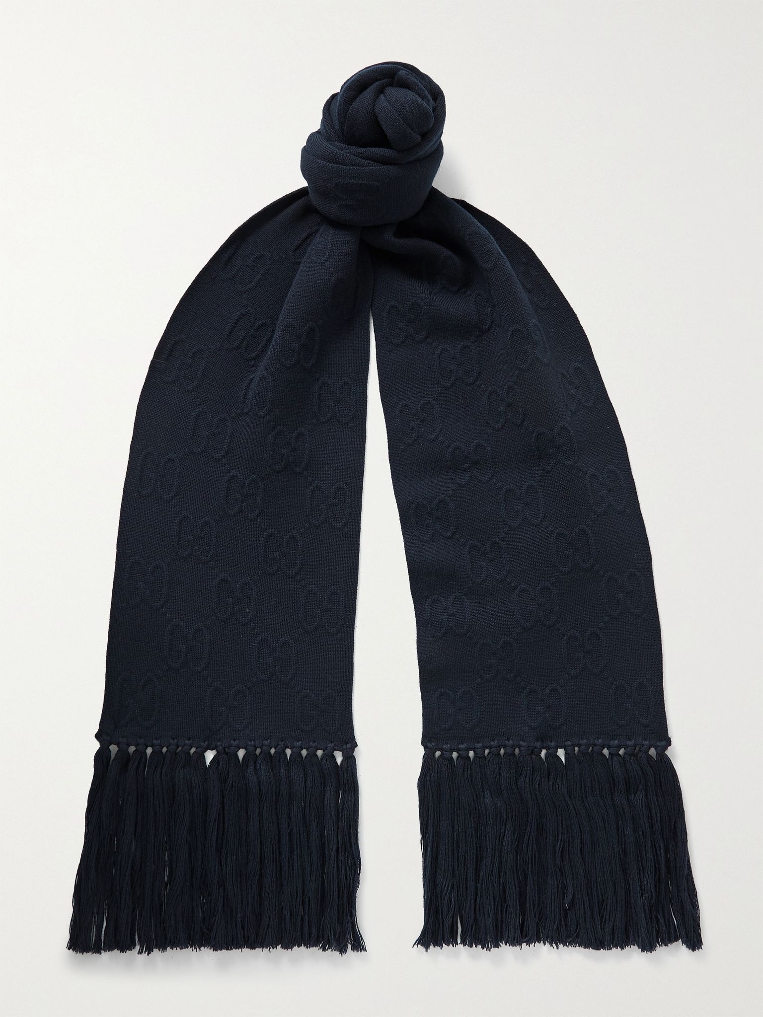 Fringed Logo-Jacquard Cotton Scarf - 1