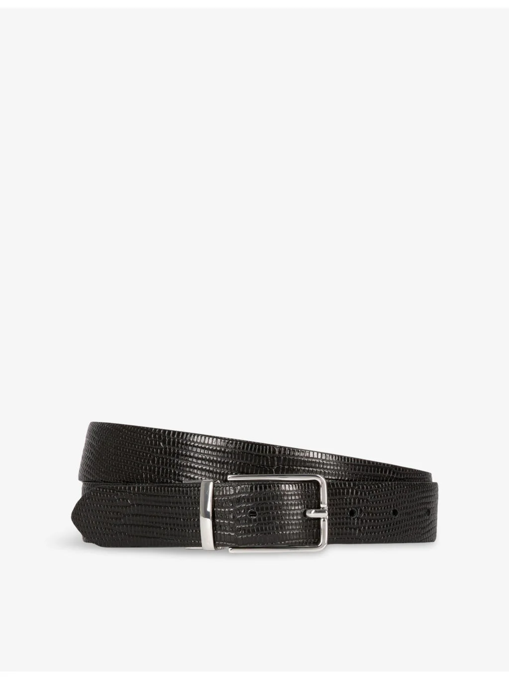 Rectangular-Buckle Leather Belt - 1