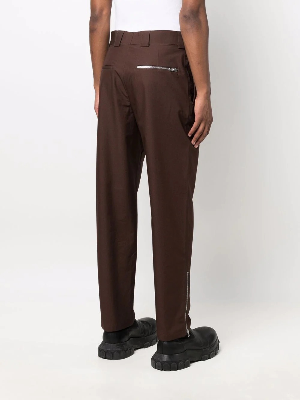 zip-detail tapered trousers - 4