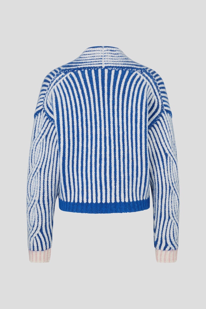 Danna Knitted cardigan in Azure blue/White - 6
