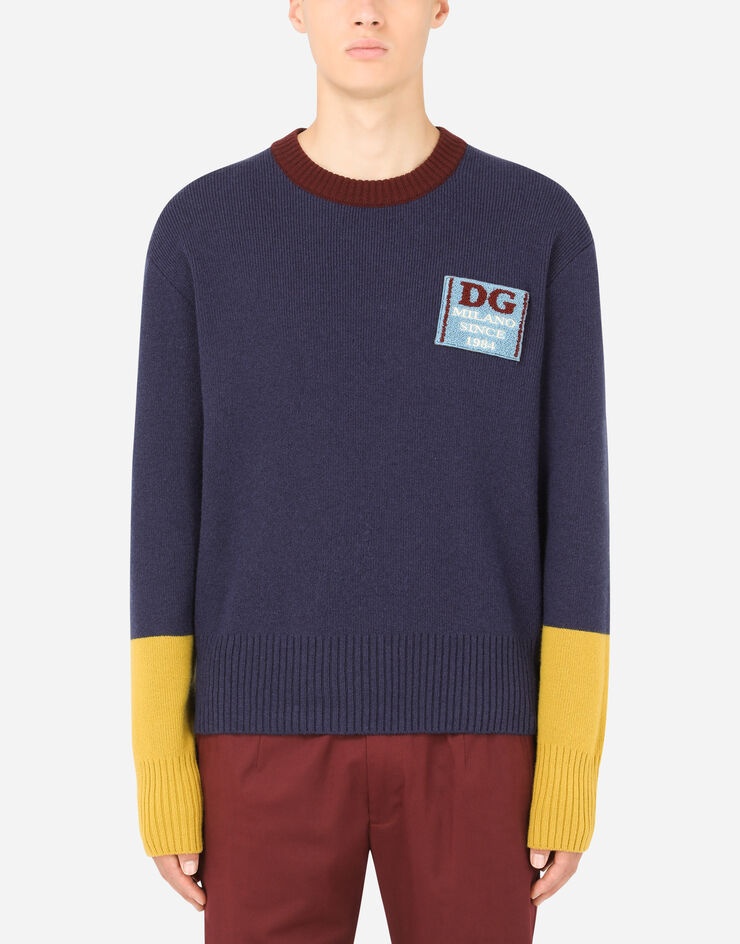 Round-neck wool sweater with DG patch - 1