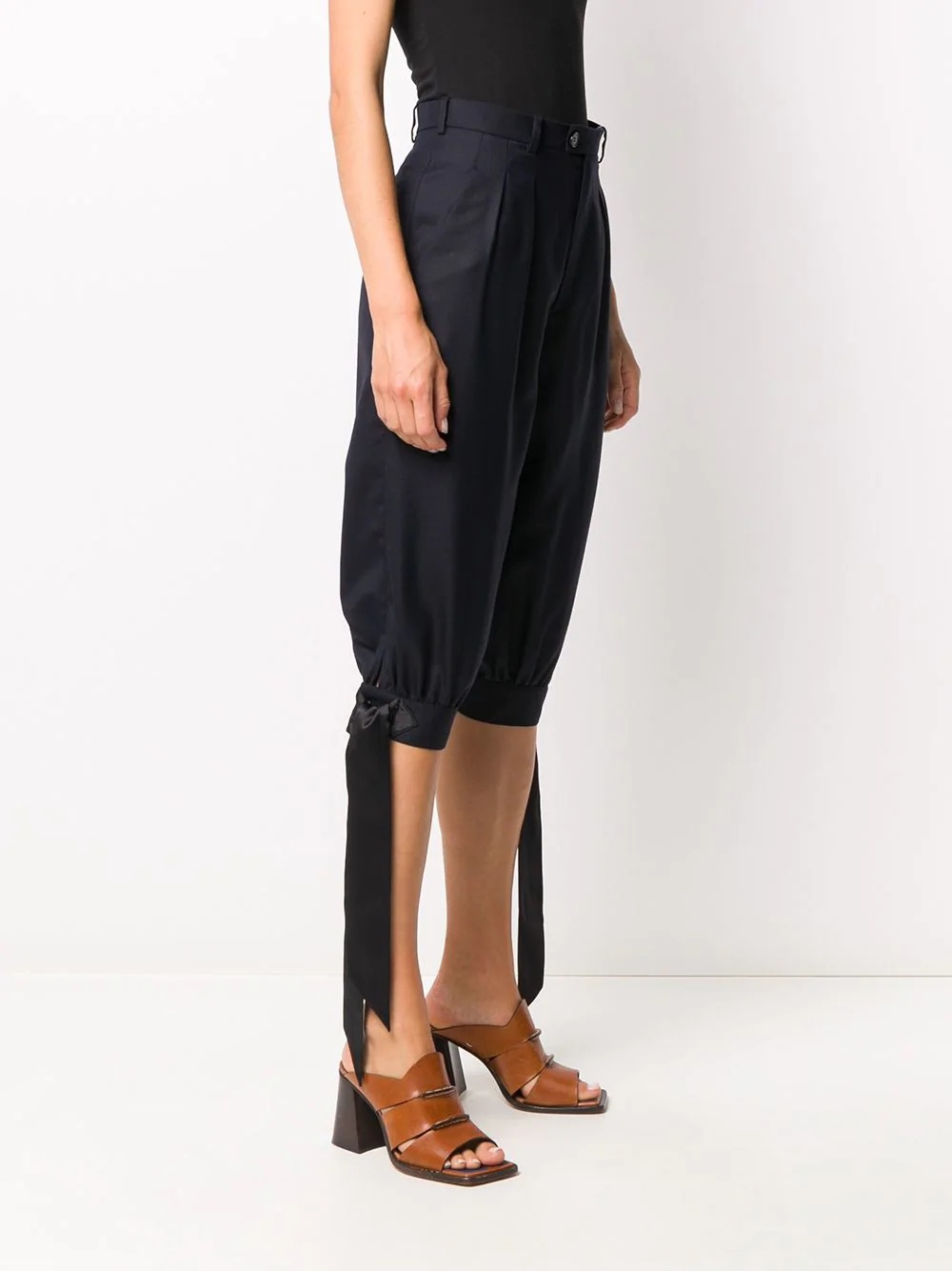 tie detail cropped tailored trousers - 3