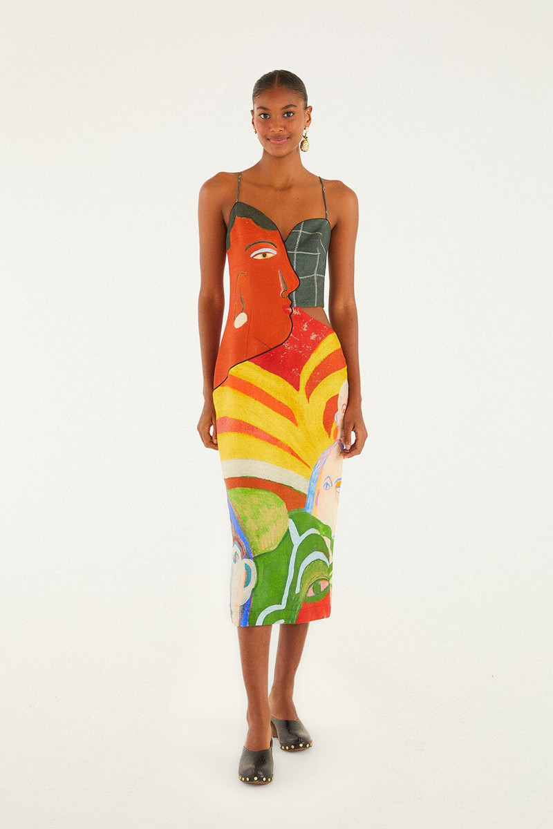 A Popular Cafe Multicolor Sleveless Midi Dress 1