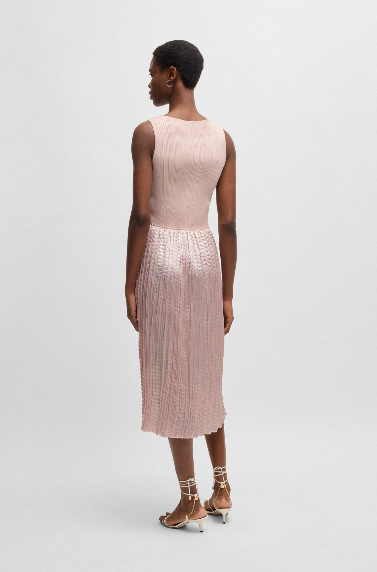 KNITTED DRESS WITH LUSTROUS STRUCTURED SKIRT - 5