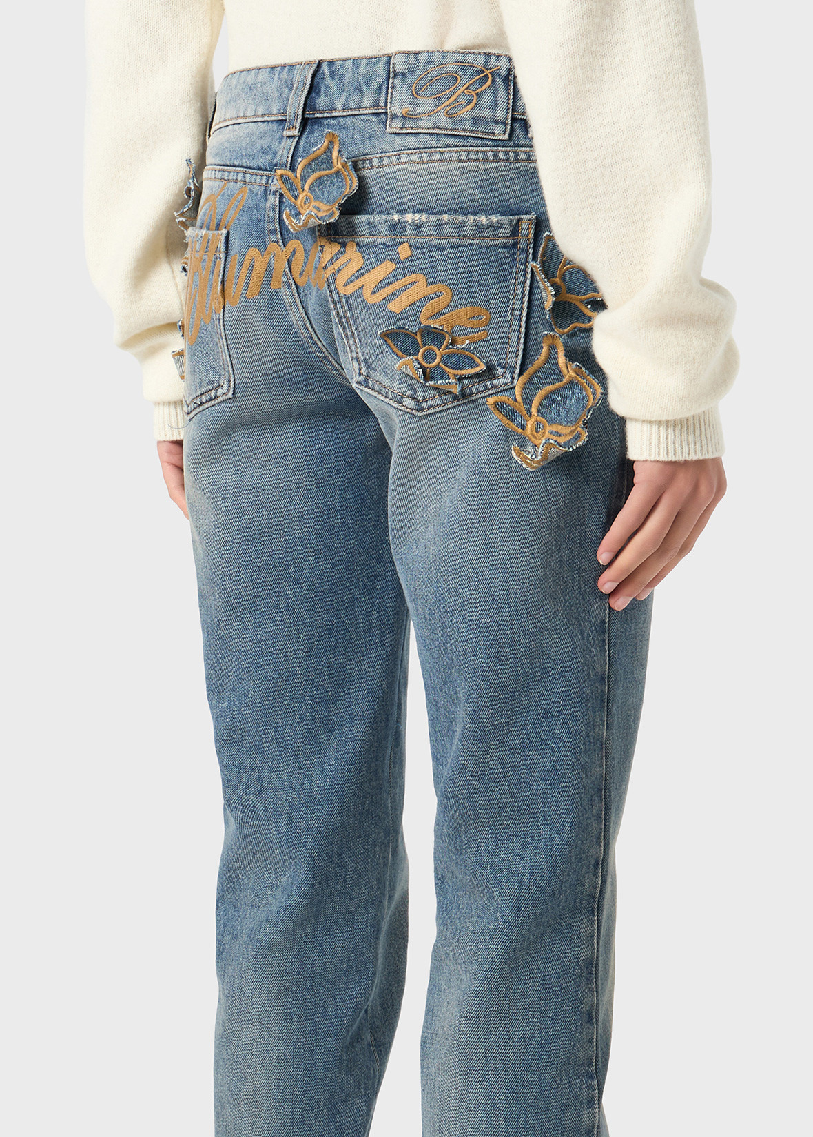 STRAIGHT LEG JEANS WITH LOGO EMBROIDERY - 5