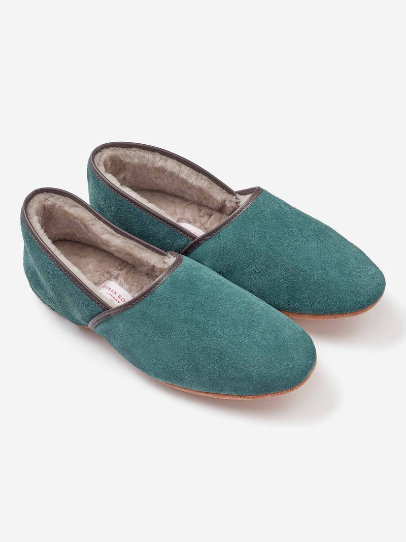 Men's Slippers Crawford Suede Sheepskin Emerald 1