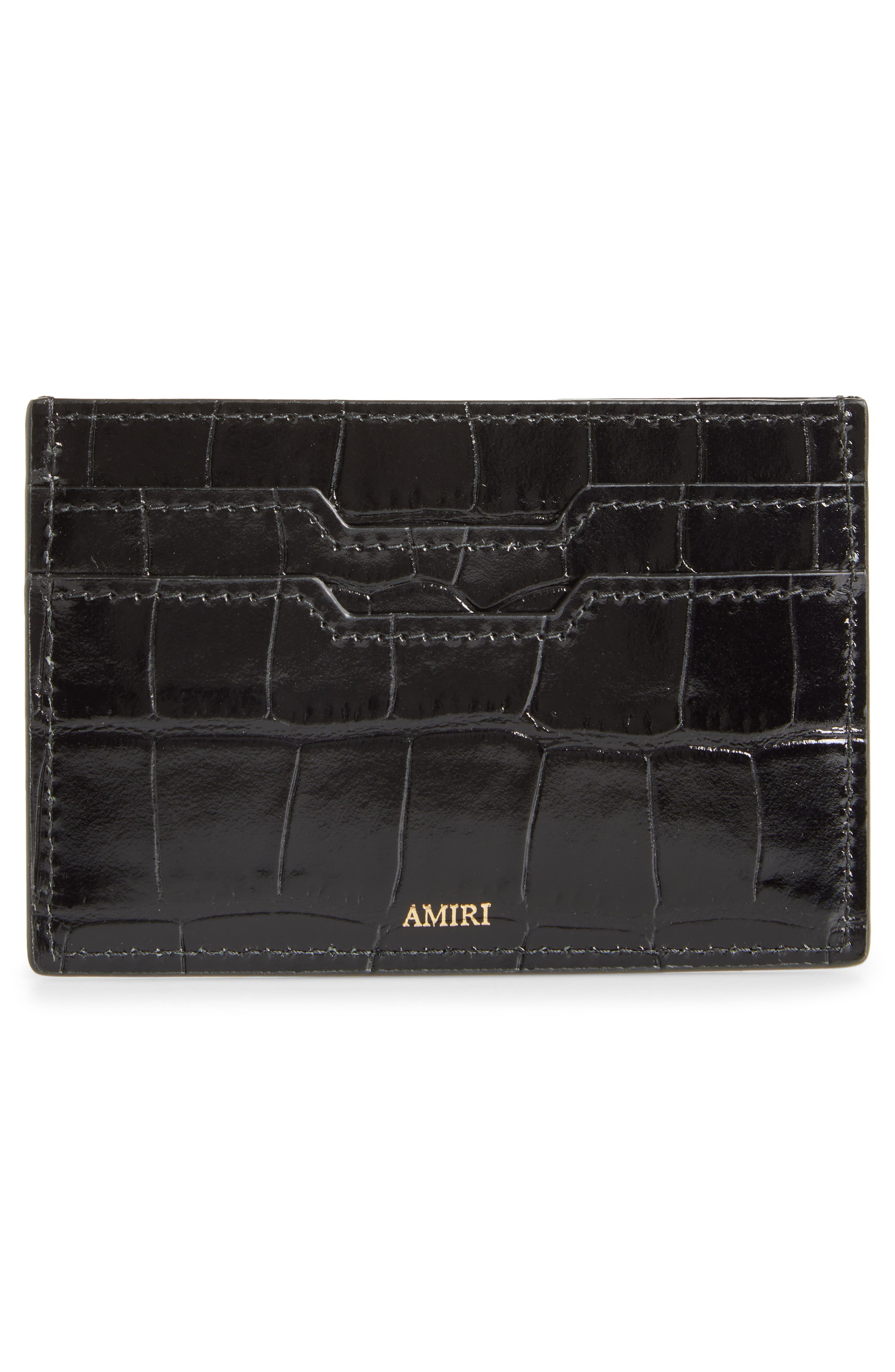 AMIRI Croc Embossed Leather Card Holder in Black at Nordstrom - 2