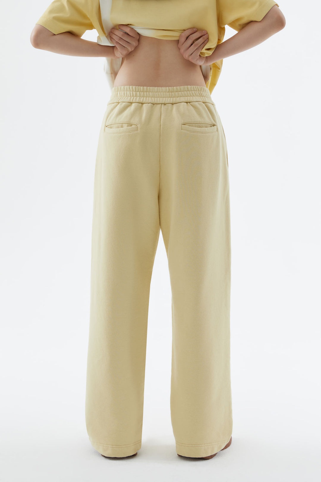 LIGHT YELLOW ELASTIC PANTS - 4