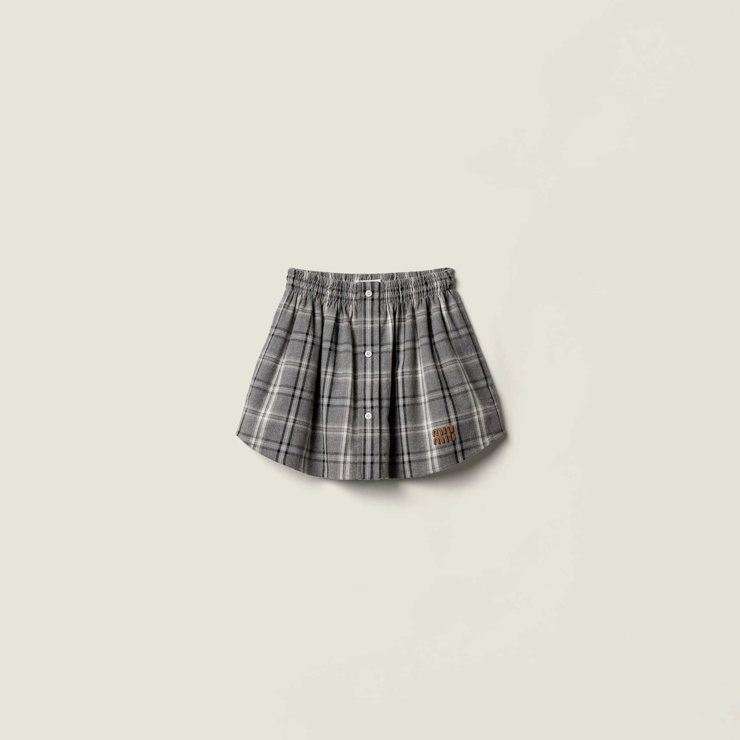 Checked flannel miniskirt - 1