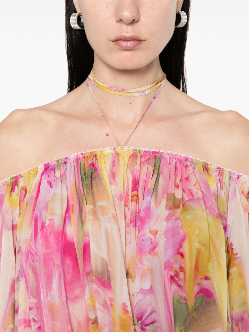 floral-print georgette blouse - 5