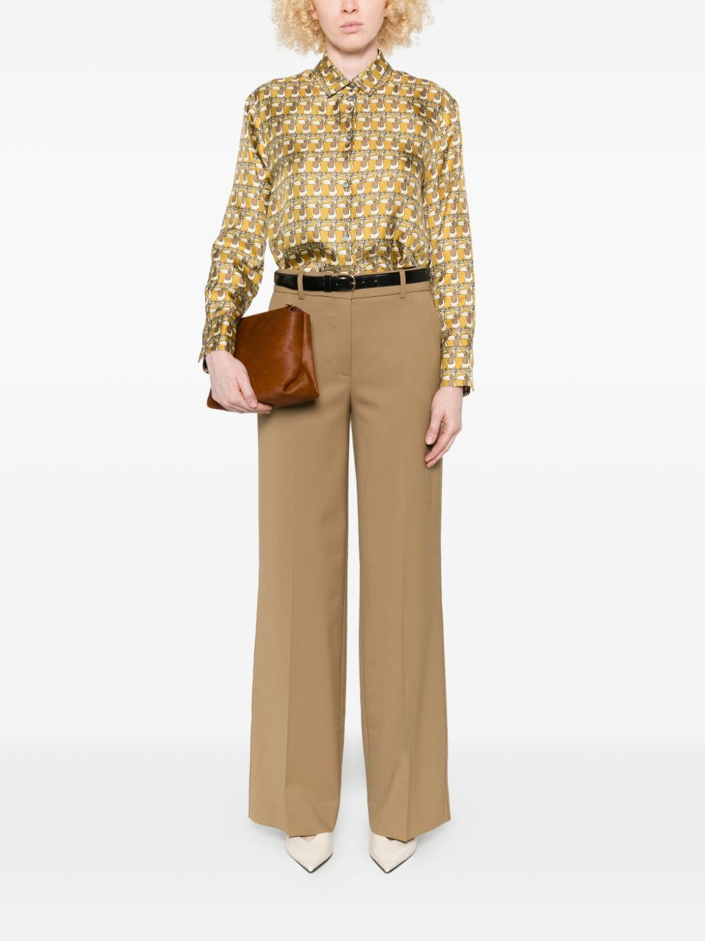 printed button-down silk shirt - 2