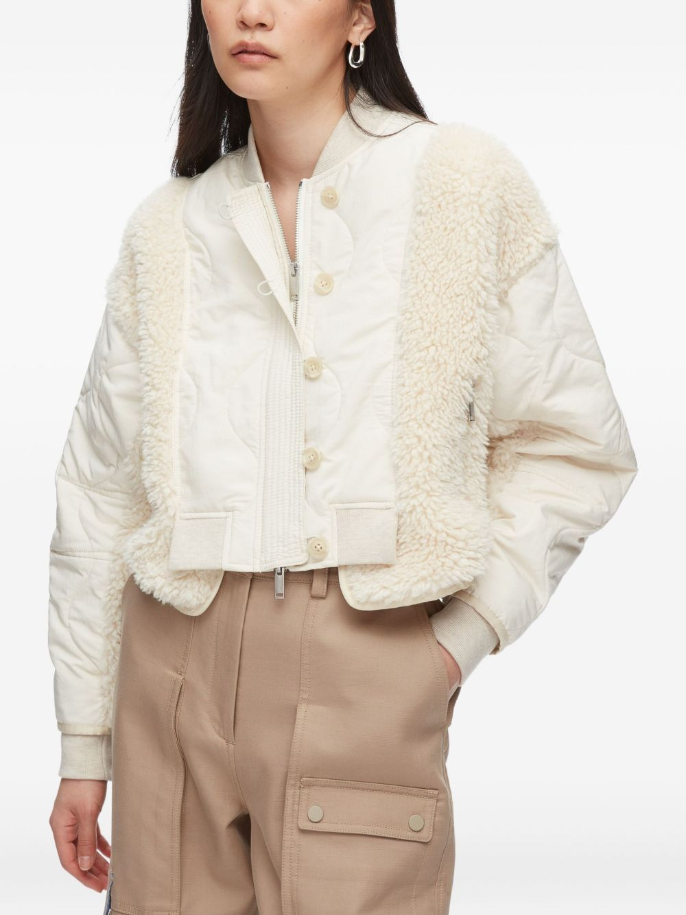 quilted teddy-panelled jacket - 4